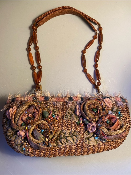Mary Frances Handbags - Mary Frances Vintage Rattan East West Shoulder Bag